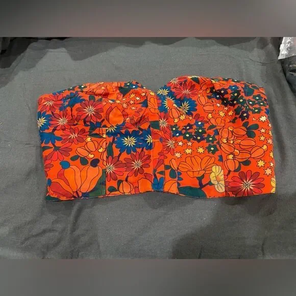 FARM Rio Colorful Floral Strapless Crop Top - Picture 5 of 6